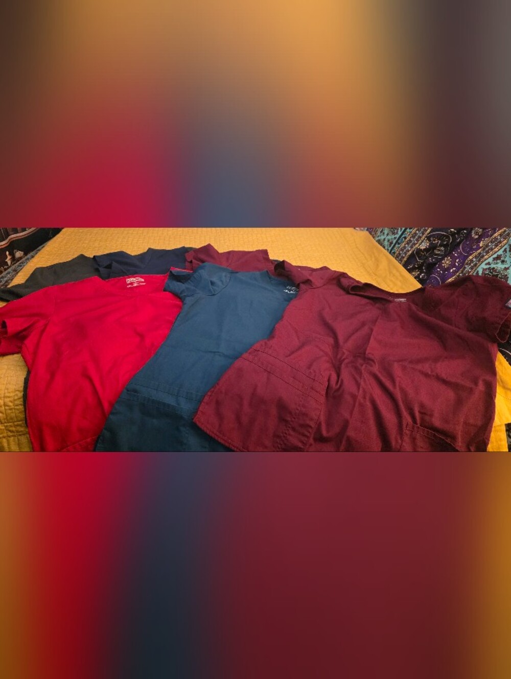 LOT of 6 Cherokee V Neck Womens Scrub Tops Size L